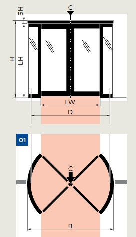 4 wing revolving door